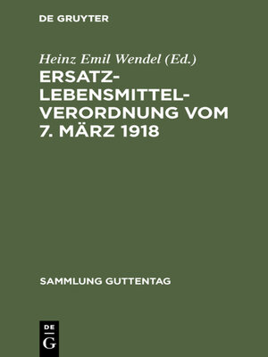 cover image of Ersatzlebensmittelverordnung vom 7. März 1918
